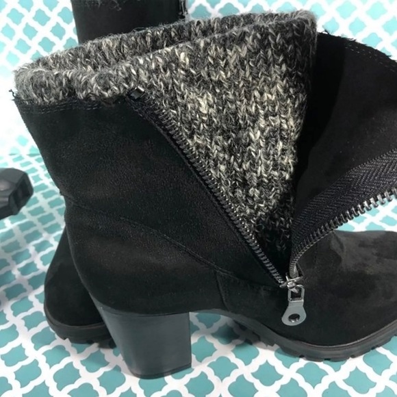 MOSSIMO HEELED BOOTS BLACK WOMEN SIZE 6.5 TWO SIDES ZIPPER - Picture 7 of 12